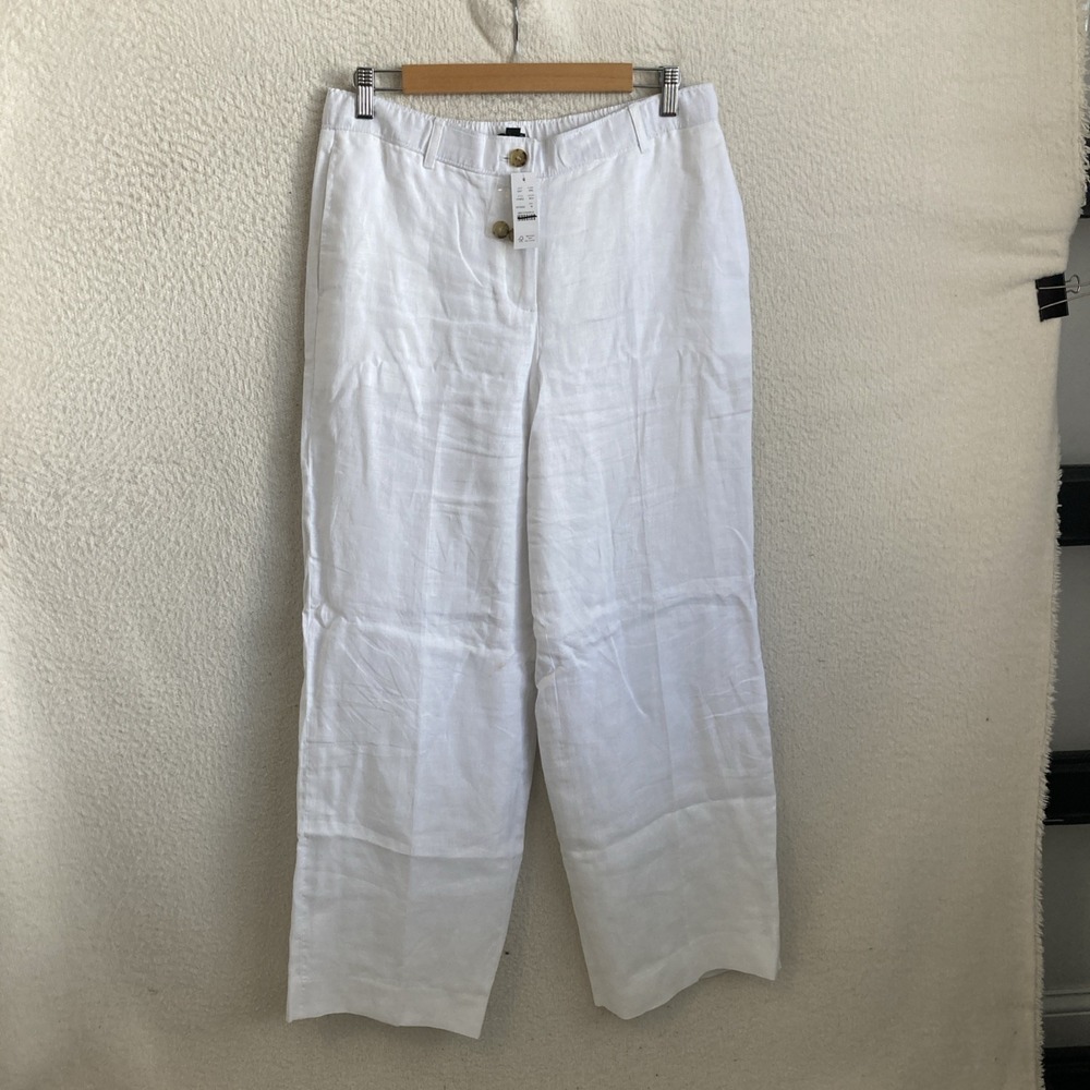 J Crew Linen Harbor Pants Women's medium white